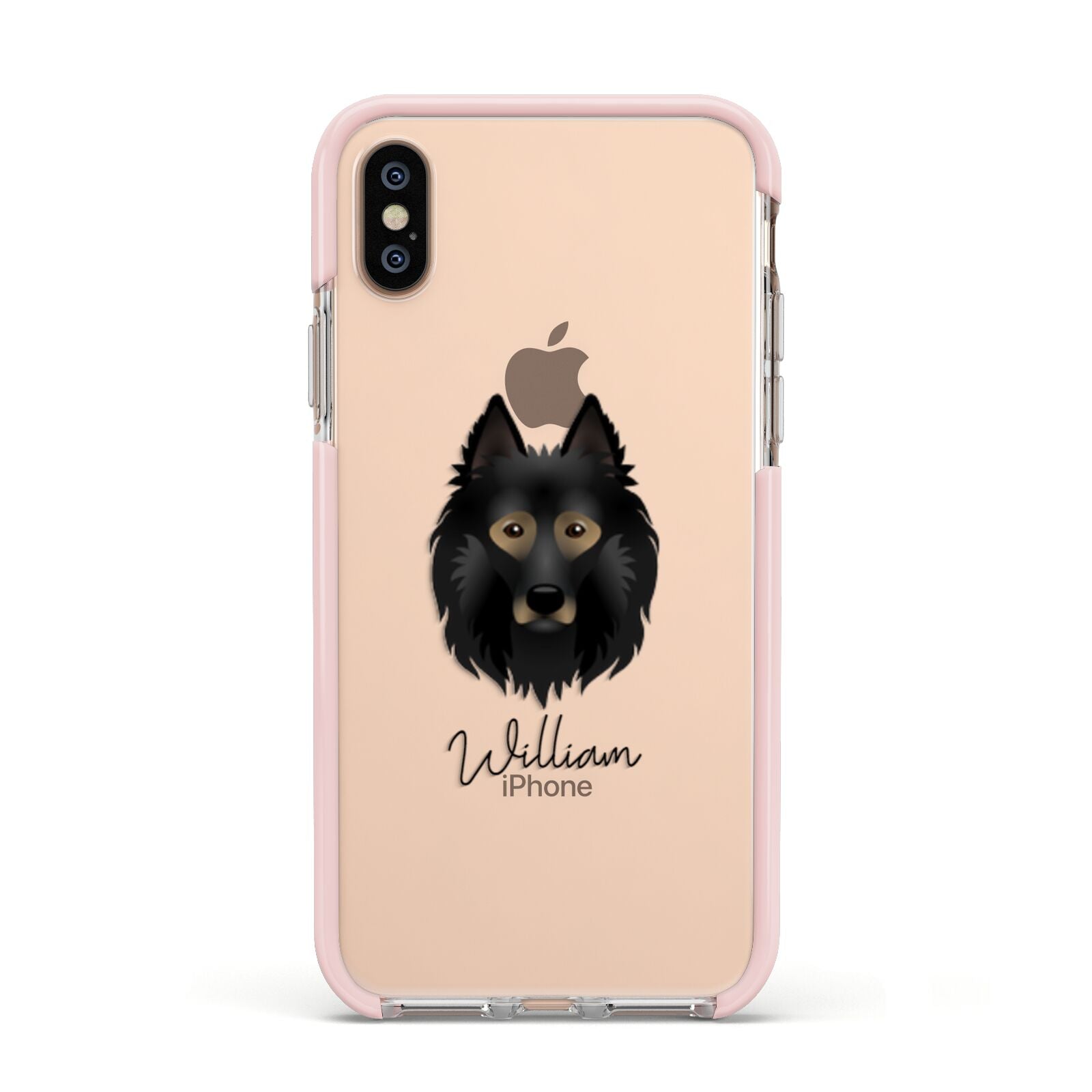 Belgian Tervuren Personalised Apple iPhone Xs Impact Case Pink Edge on Gold Phone