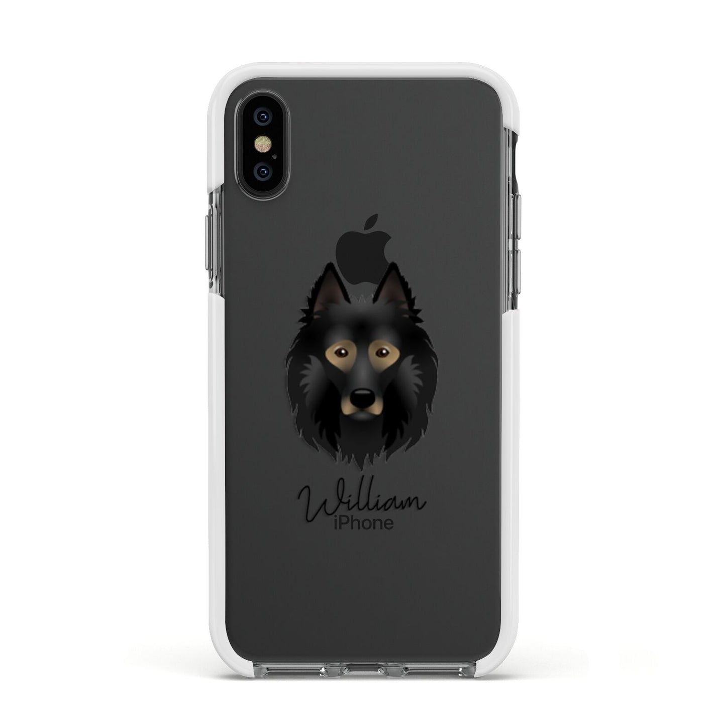 Belgian Tervuren Personalised Apple iPhone Xs Impact Case White Edge on Black Phone