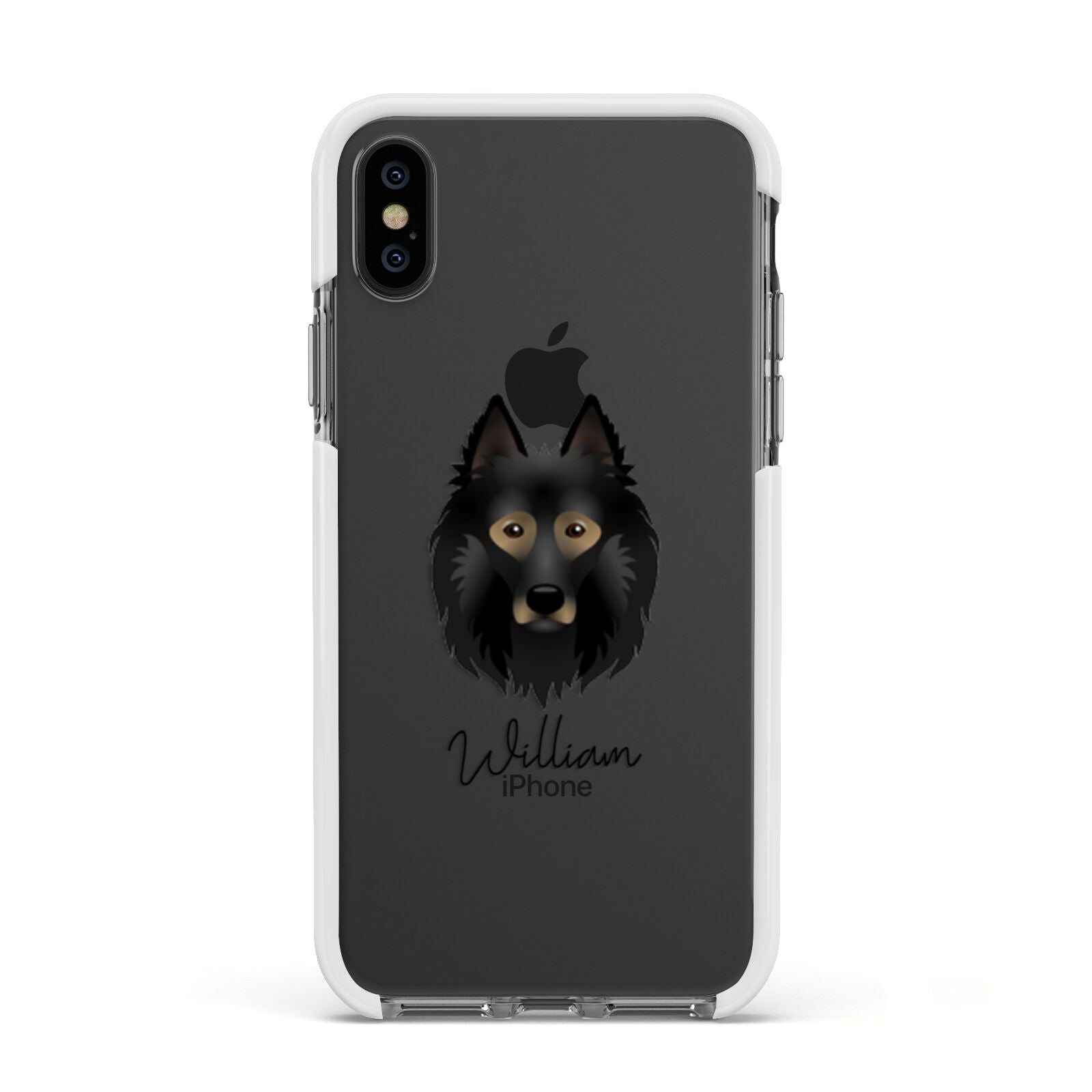 Belgian Tervuren Personalised Apple iPhone Xs Impact Case White Edge on Black Phone