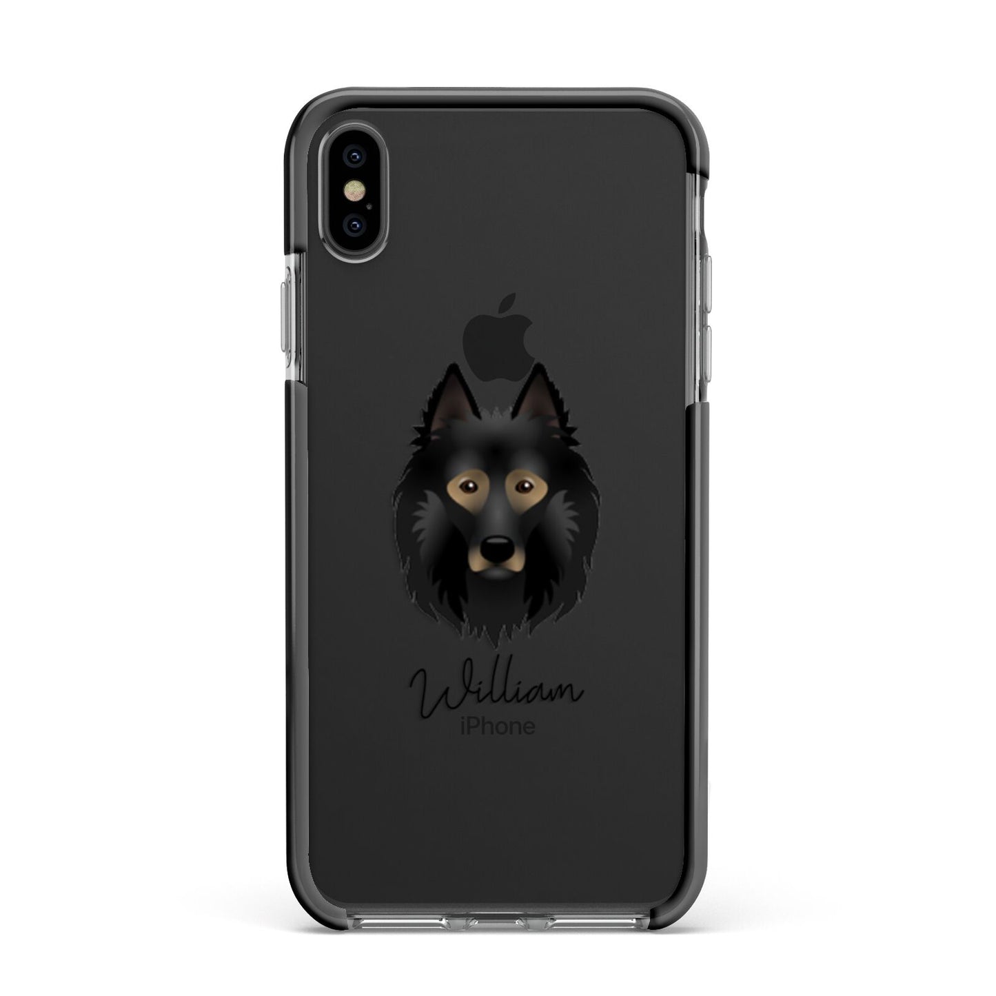 Belgian Tervuren Personalised Apple iPhone Xs Max Impact Case Black Edge on Black Phone