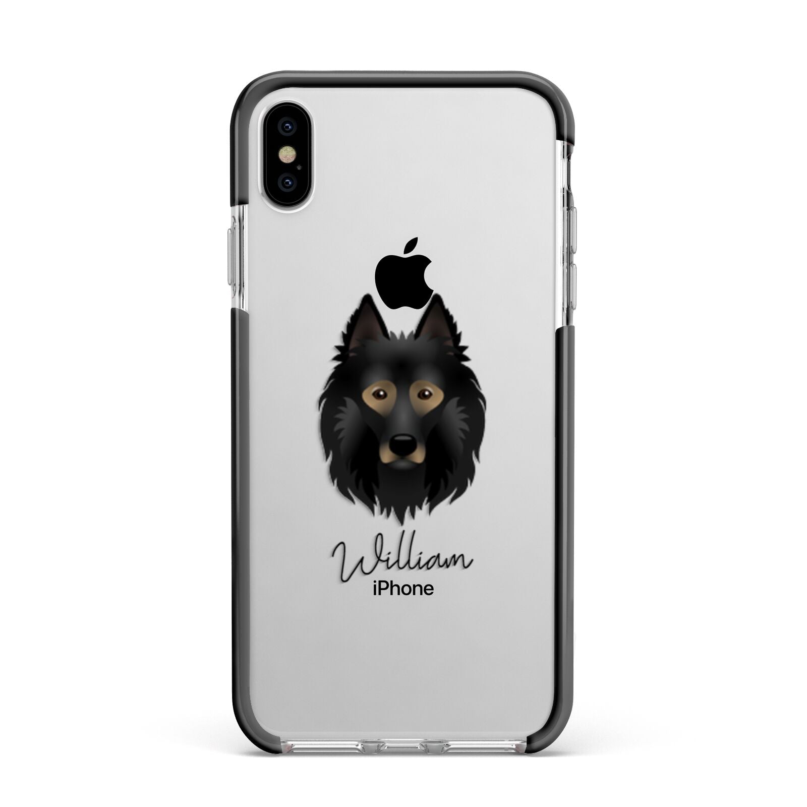Belgian Tervuren Personalised Apple iPhone Xs Max Impact Case Black Edge on Silver Phone