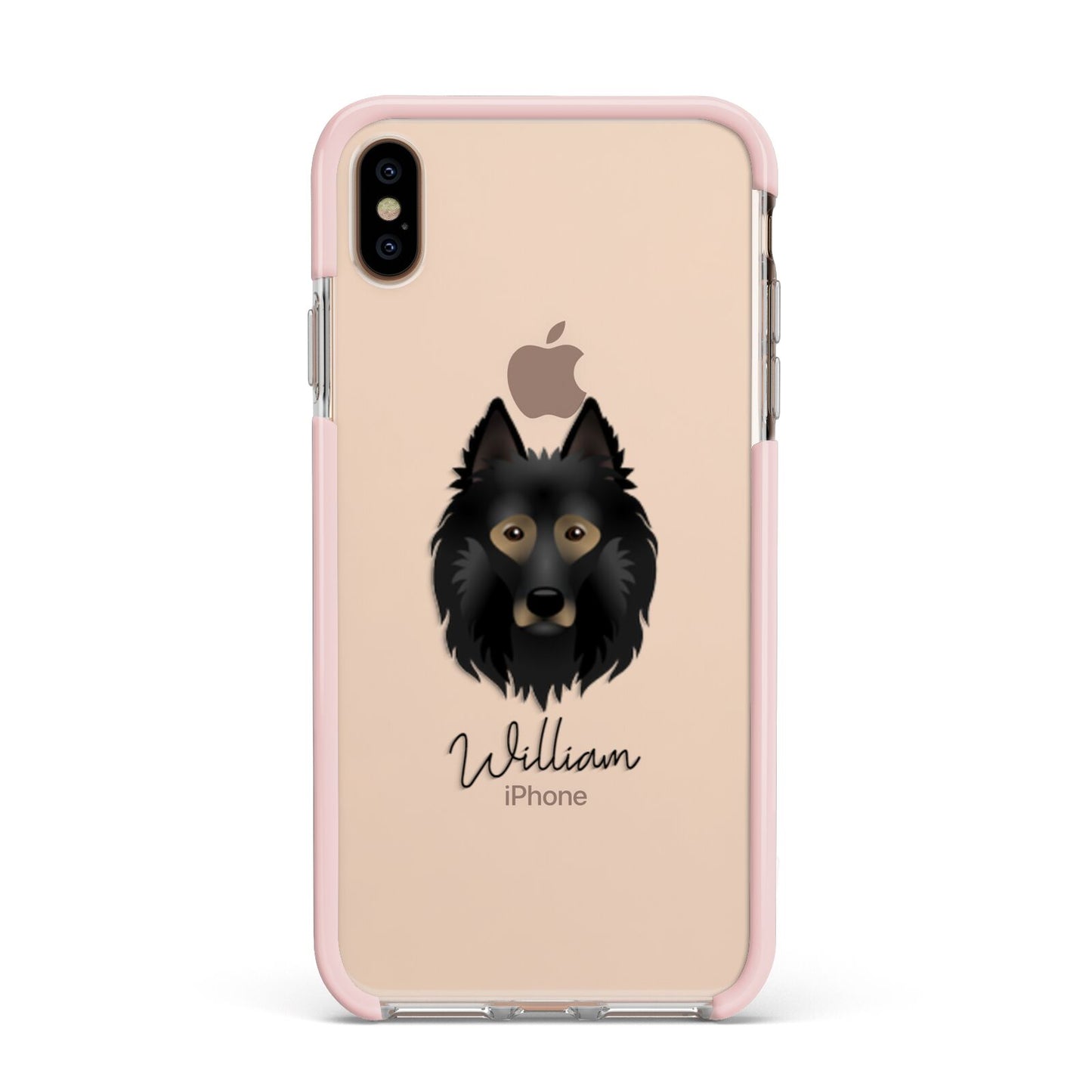 Belgian Tervuren Personalised Apple iPhone Xs Max Impact Case Pink Edge on Gold Phone