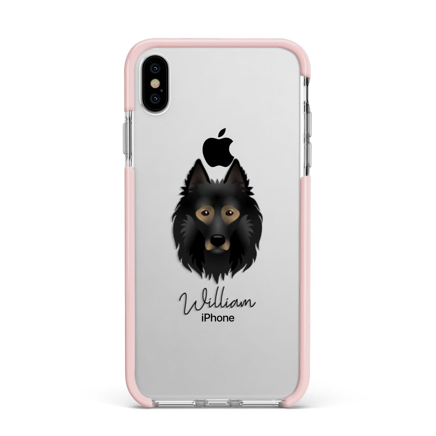 Belgian Tervuren Personalised Apple iPhone Xs Max Impact Case Pink Edge on Silver Phone