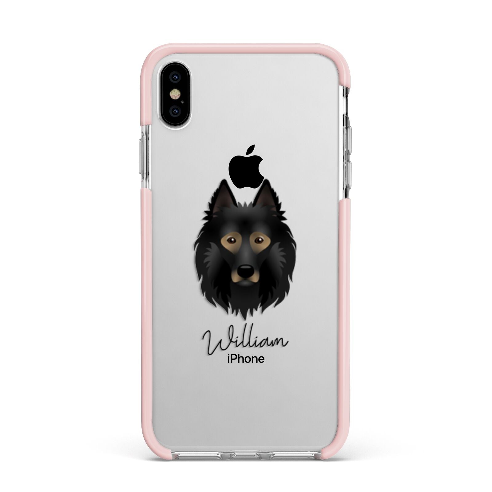 Belgian Tervuren Personalised Apple iPhone Xs Max Impact Case Pink Edge on Silver Phone