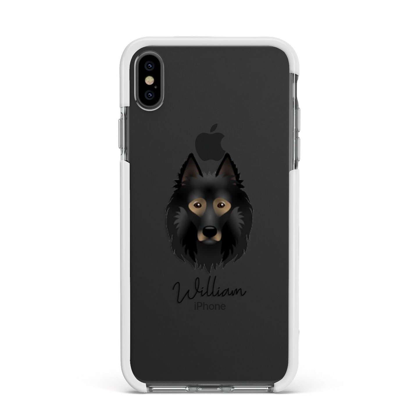 Belgian Tervuren Personalised Apple iPhone Xs Max Impact Case White Edge on Black Phone