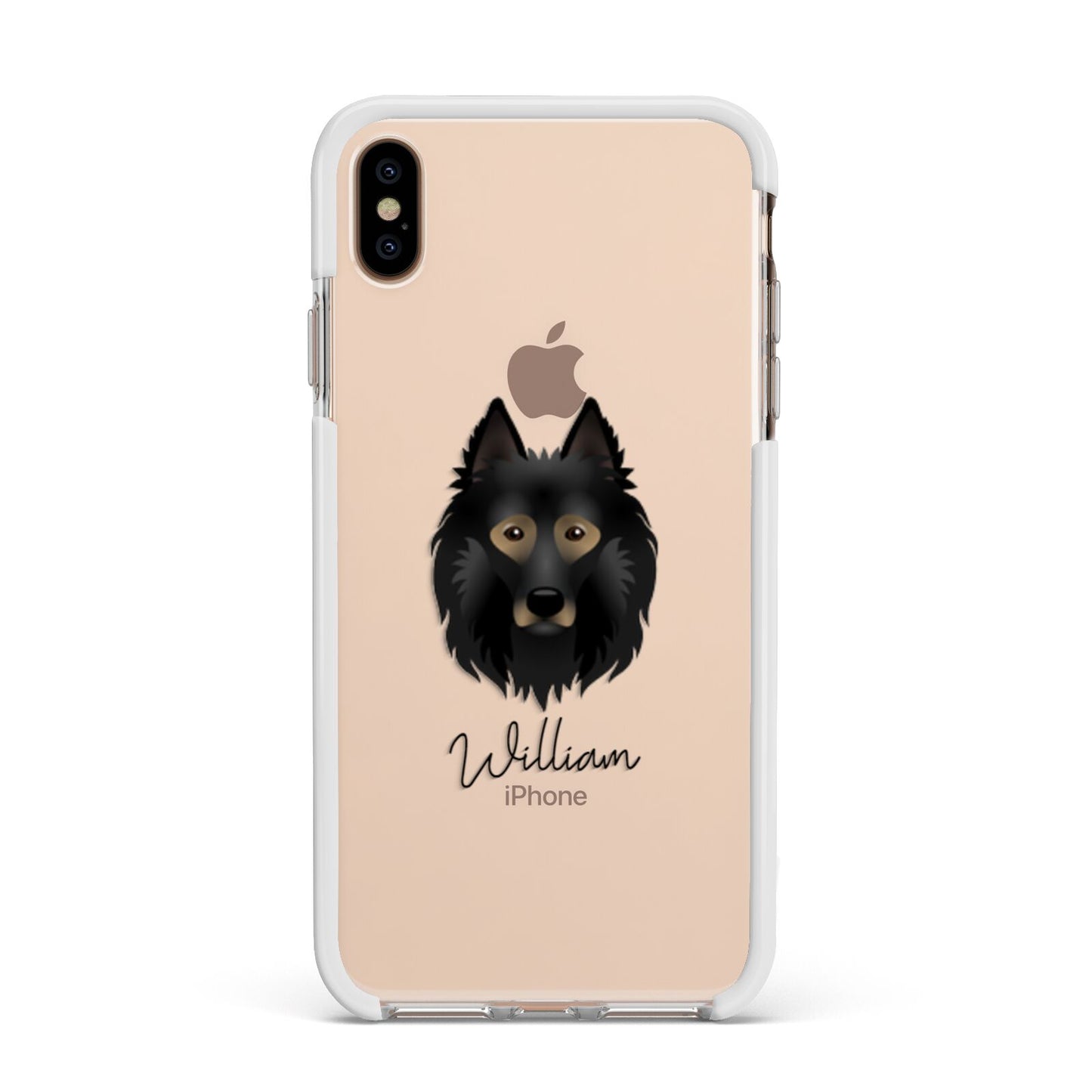 Belgian Tervuren Personalised Apple iPhone Xs Max Impact Case White Edge on Gold Phone