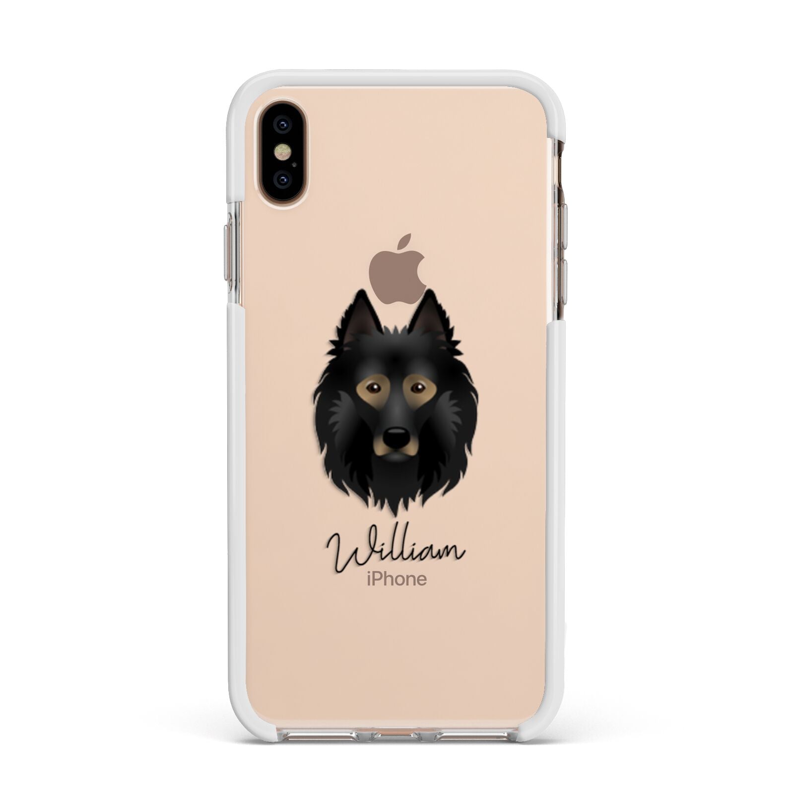 Belgian Tervuren Personalised Apple iPhone Xs Max Impact Case White Edge on Gold Phone