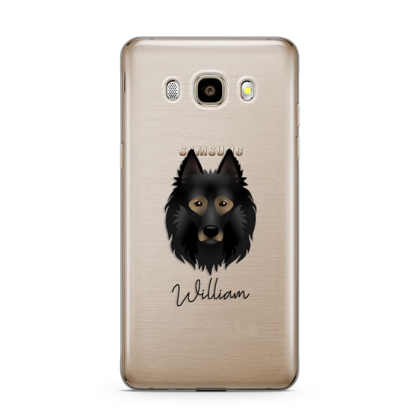 Belgian Tervuren Personalised Samsung Galaxy J7 2016 Case on gold phone
