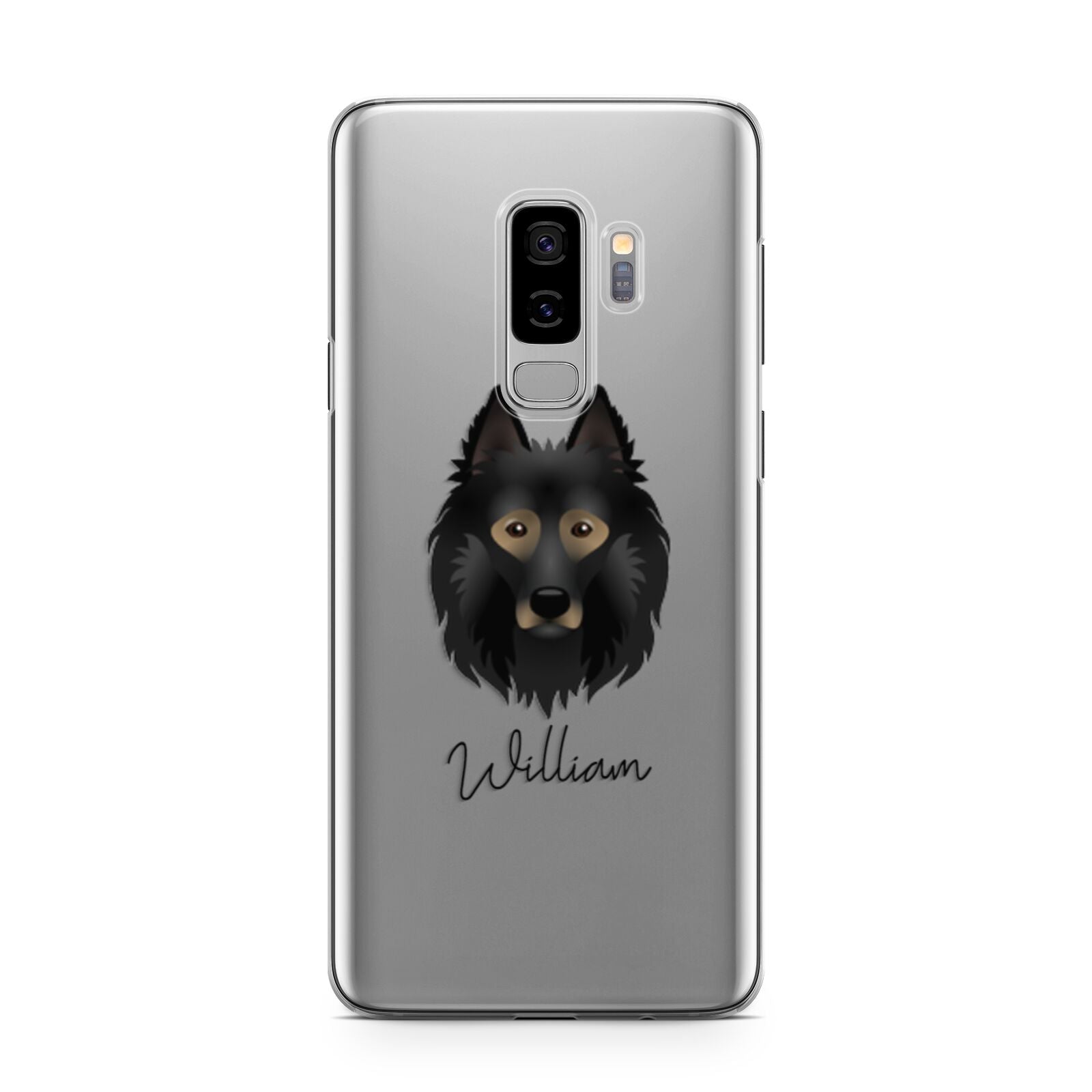 Belgian Tervuren Personalised Samsung Galaxy S9 Plus Case on Silver phone