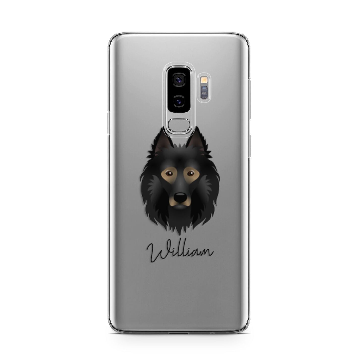 Belgian Tervuren Personalised Samsung Galaxy S9 Plus Case on Silver phone