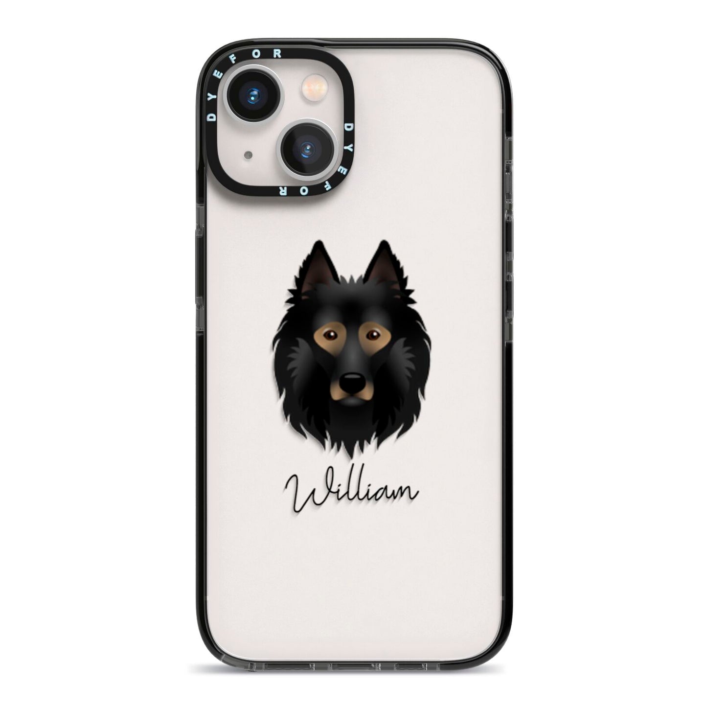 Belgian Tervuren Personalised iPhone 13 Black Impact Case on Silver phone