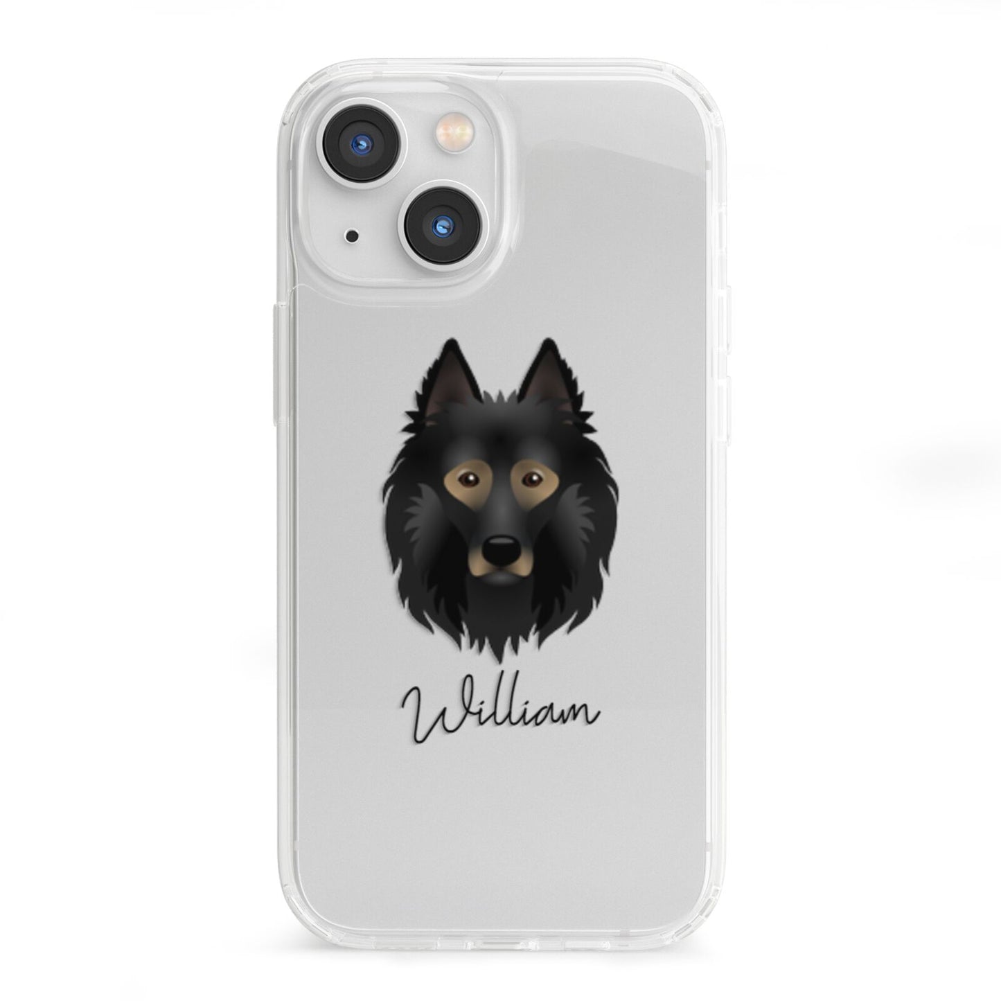 Belgian Tervuren Personalised iPhone 13 Mini Clear Bumper Case