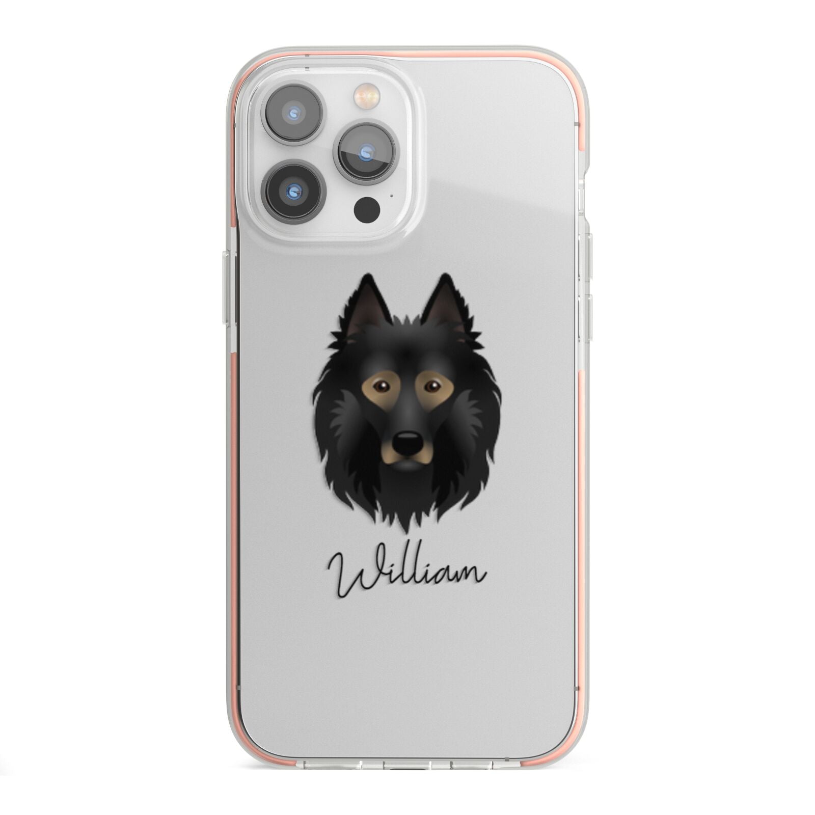 Belgian Tervuren Personalised iPhone 13 Pro Max TPU Impact Case with Pink Edges