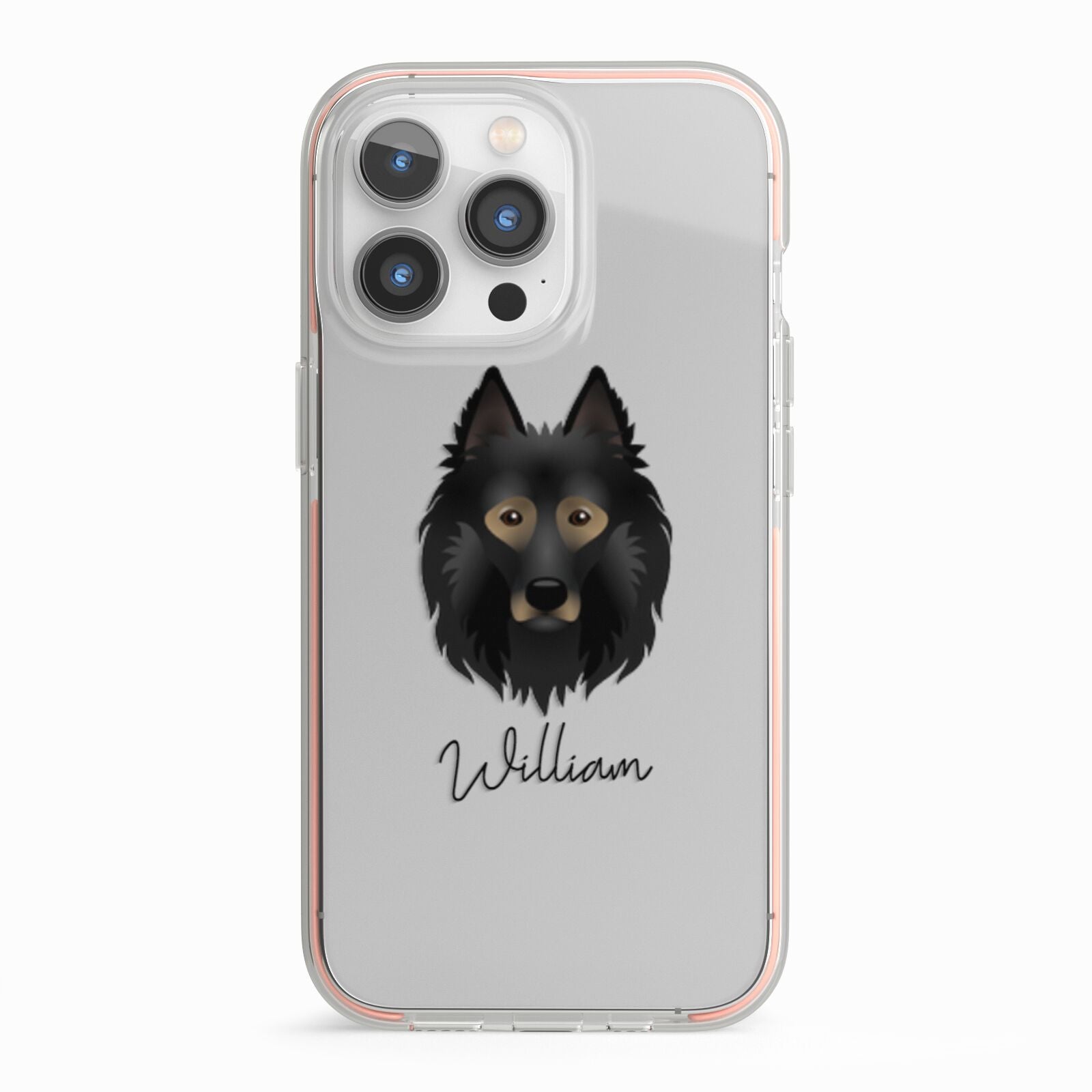 Belgian Tervuren Personalised iPhone 13 Pro TPU Impact Case with Pink Edges