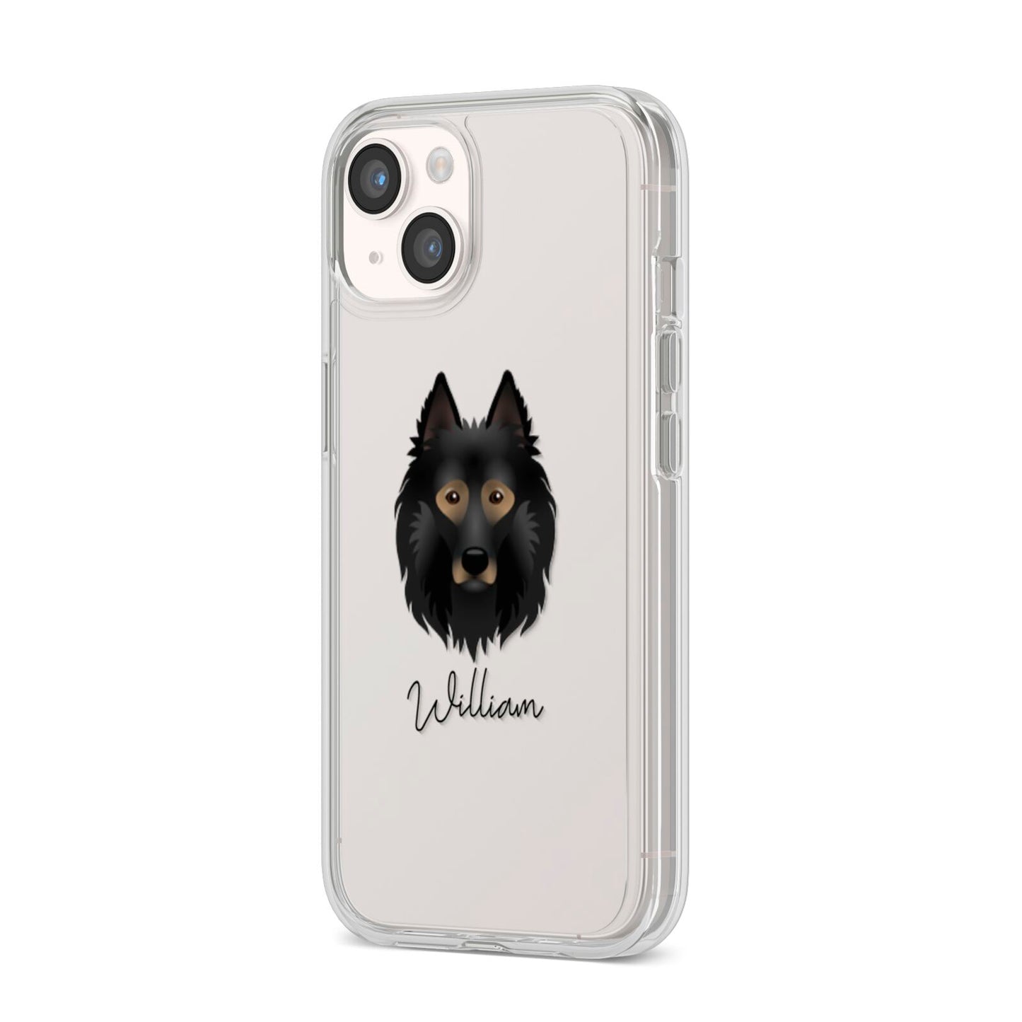 Belgian Tervuren Personalised iPhone 14 Clear Tough Case Starlight Angled Image
