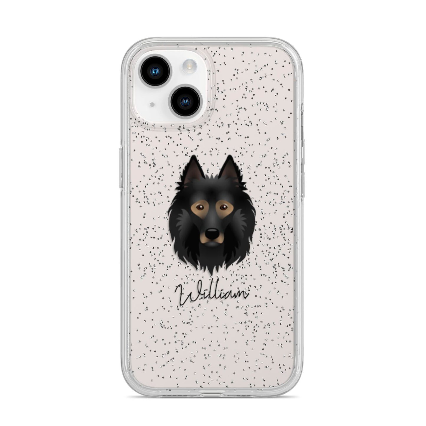 Belgian Tervuren Personalised iPhone 14 Glitter Tough Case Starlight