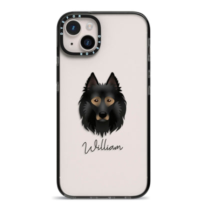 Belgian Tervuren Personalised iPhone 14 Plus Black Impact Case on Silver phone