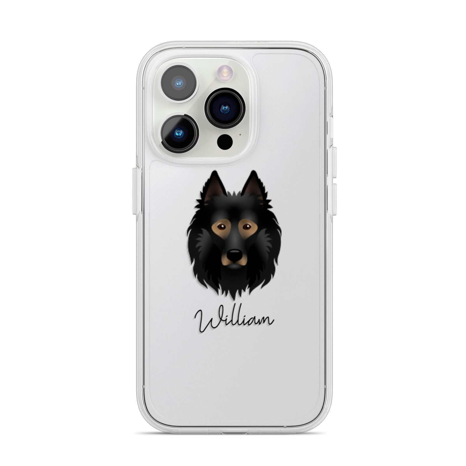 Belgian Tervuren Personalised iPhone 14 Pro Clear Tough Case Silver