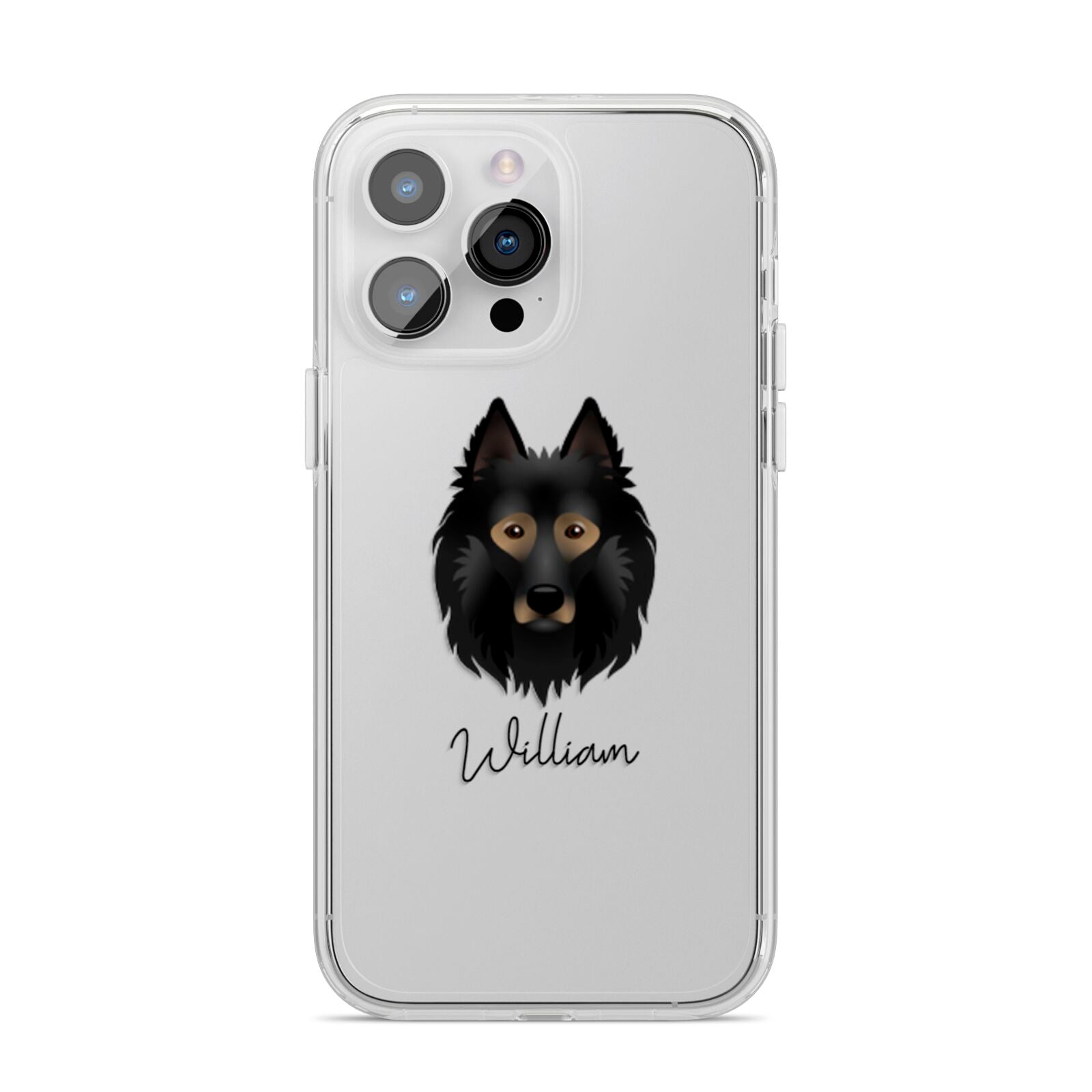 Belgian Tervuren Personalised iPhone 14 Pro Max Clear Tough Case Silver