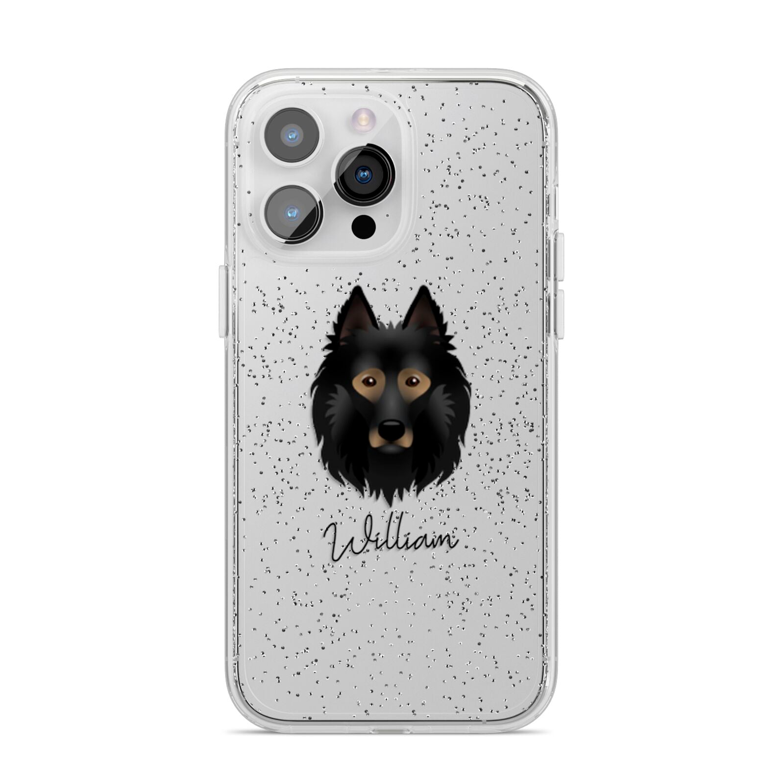 Belgian Tervuren Personalised iPhone 14 Pro Max Glitter Tough Case Silver
