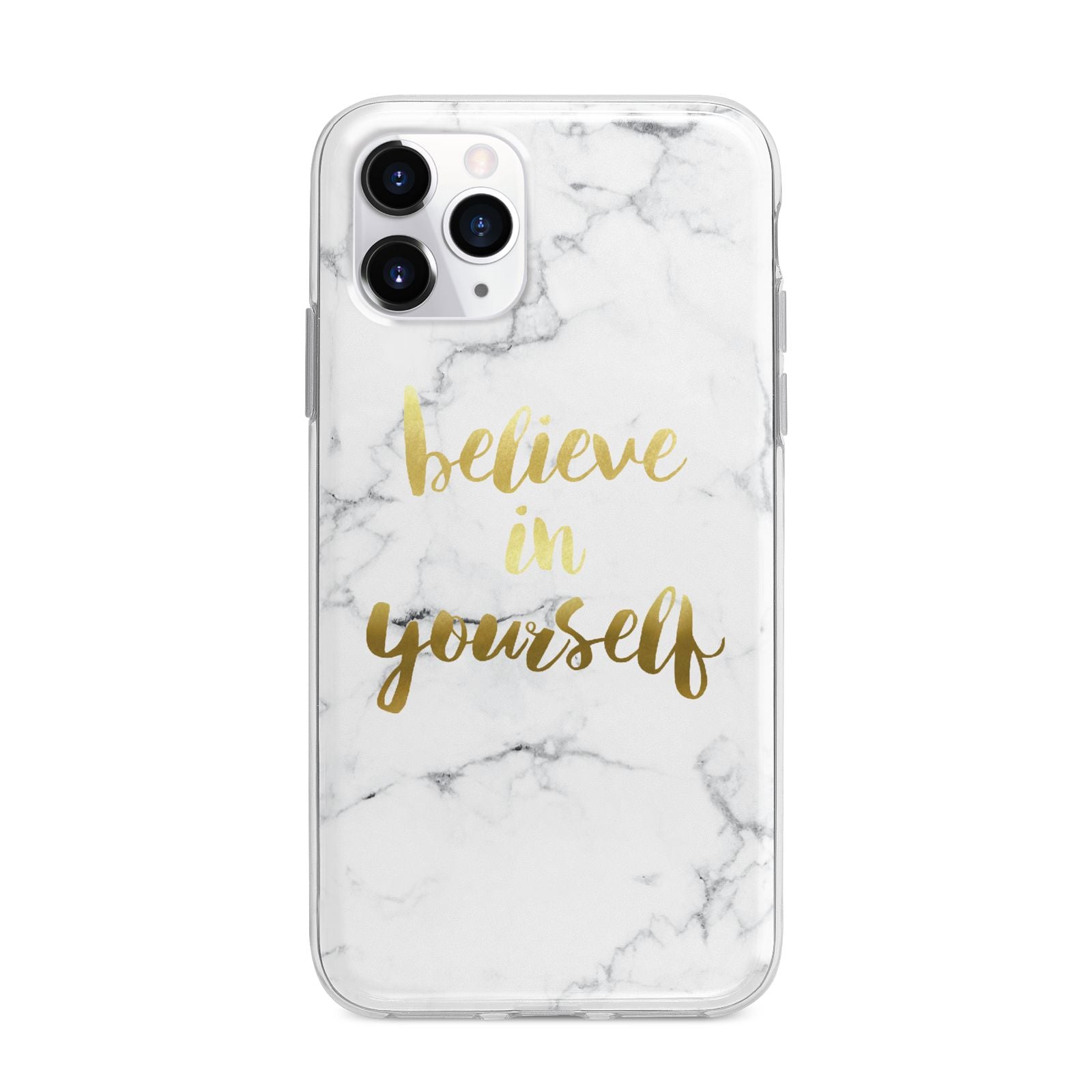 Believe In Yourself Gold Marble Apple iPhone 11 Pro Max in Silver with Bumper Case