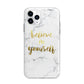 Believe In Yourself Gold Marble Apple iPhone 11 Pro in Silver with Bumper Case