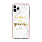 Believe In Yourself Gold Marble Apple iPhone 11 Pro in Silver with Pink Impact Case