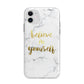 Believe In Yourself Gold Marble Apple iPhone 11 in White with Bumper Case