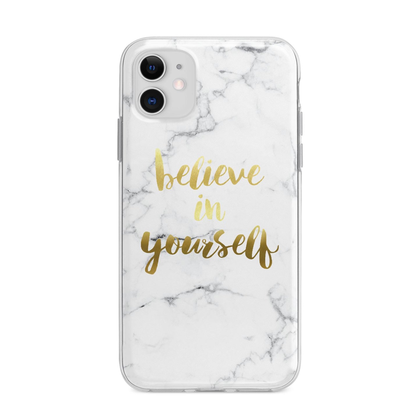 Believe In Yourself Gold Marble Apple iPhone 11 in White with Bumper Case