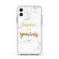 Believe In Yourself Gold Marble Apple iPhone 11 in White with White Impact Case