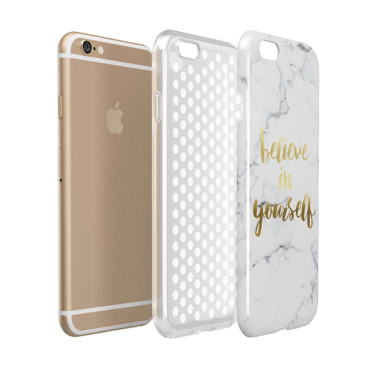 Believe In Yourself Gold Marble Apple iPhone 6 3D Tough Case Expanded view