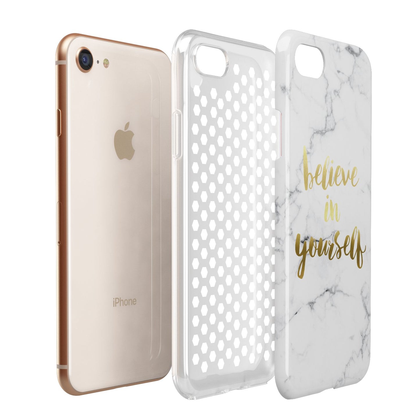 Believe In Yourself Gold Marble Apple iPhone 7 8 3D Tough Case Expanded View