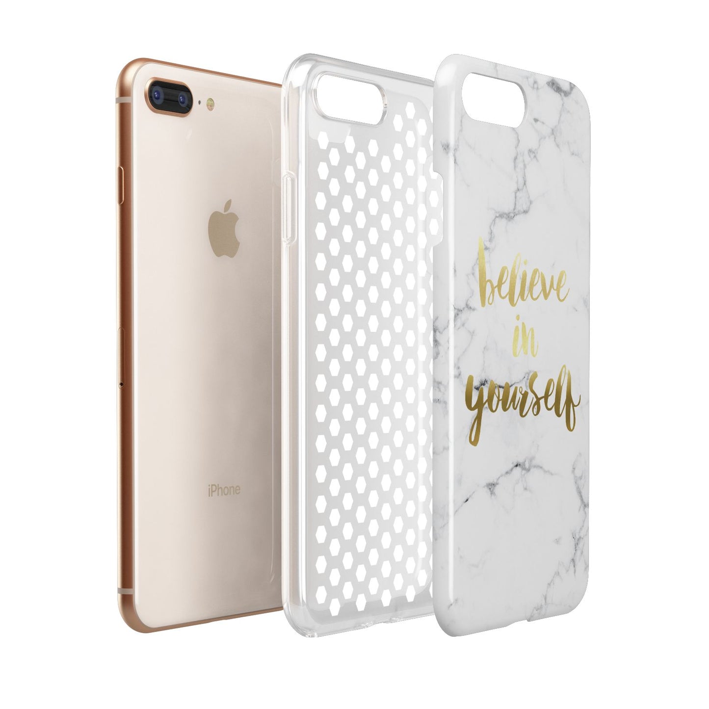 Believe In Yourself Gold Marble Apple iPhone 7 8 Plus 3D Tough Case Expanded View