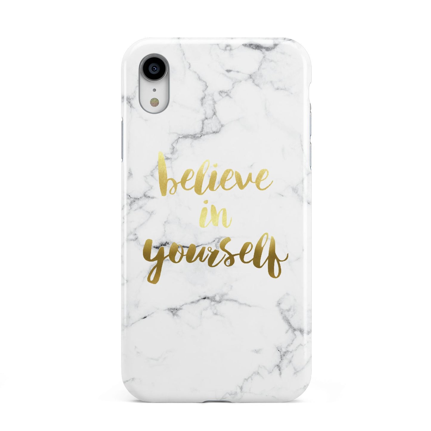 Believe In Yourself Gold Marble Apple iPhone XR White 3D Tough Case