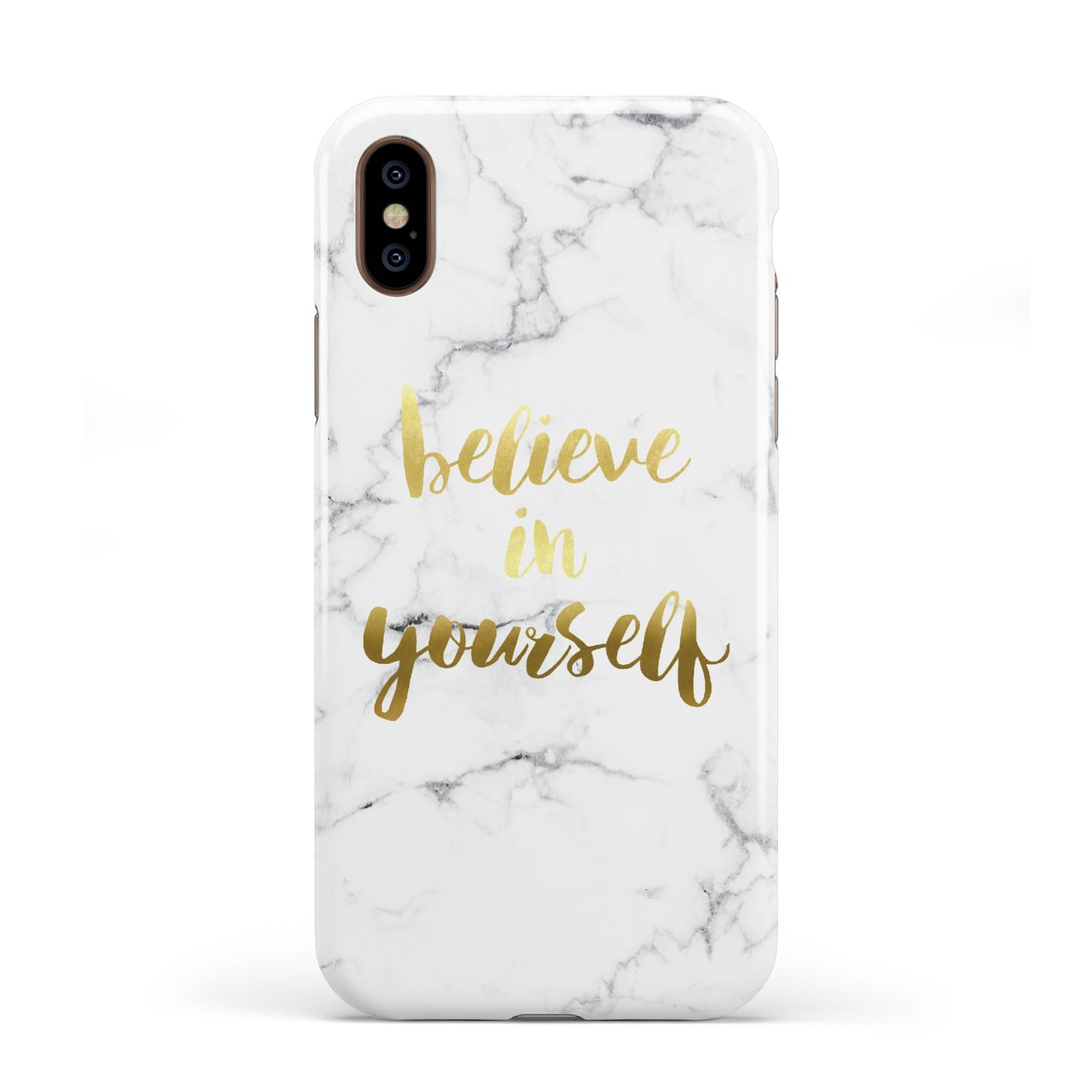 Believe In Yourself Gold Marble Apple iPhone XS 3D Tough