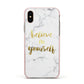Believe In Yourself Gold Marble Apple iPhone Xs Impact Case Pink Edge on Gold Phone