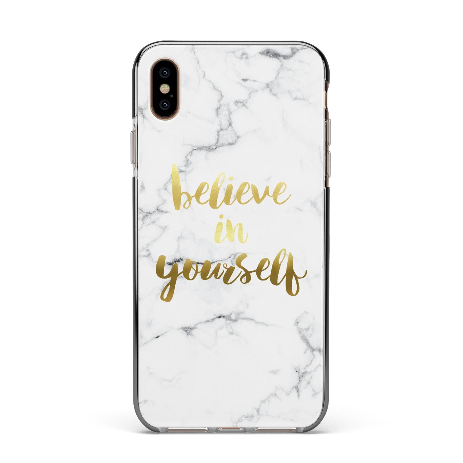Believe In Yourself Gold Marble Apple iPhone Xs Max Impact Case Black Edge on Gold Phone