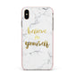 Believe In Yourself Gold Marble Apple iPhone Xs Max Impact Case Pink Edge on Gold Phone