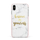 Believe In Yourself Gold Marble Apple iPhone Xs Max Impact Case Pink Edge on Silver Phone
