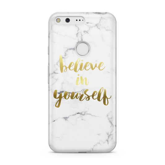 Believe In Yourself Gold Marble Google Pixel Case