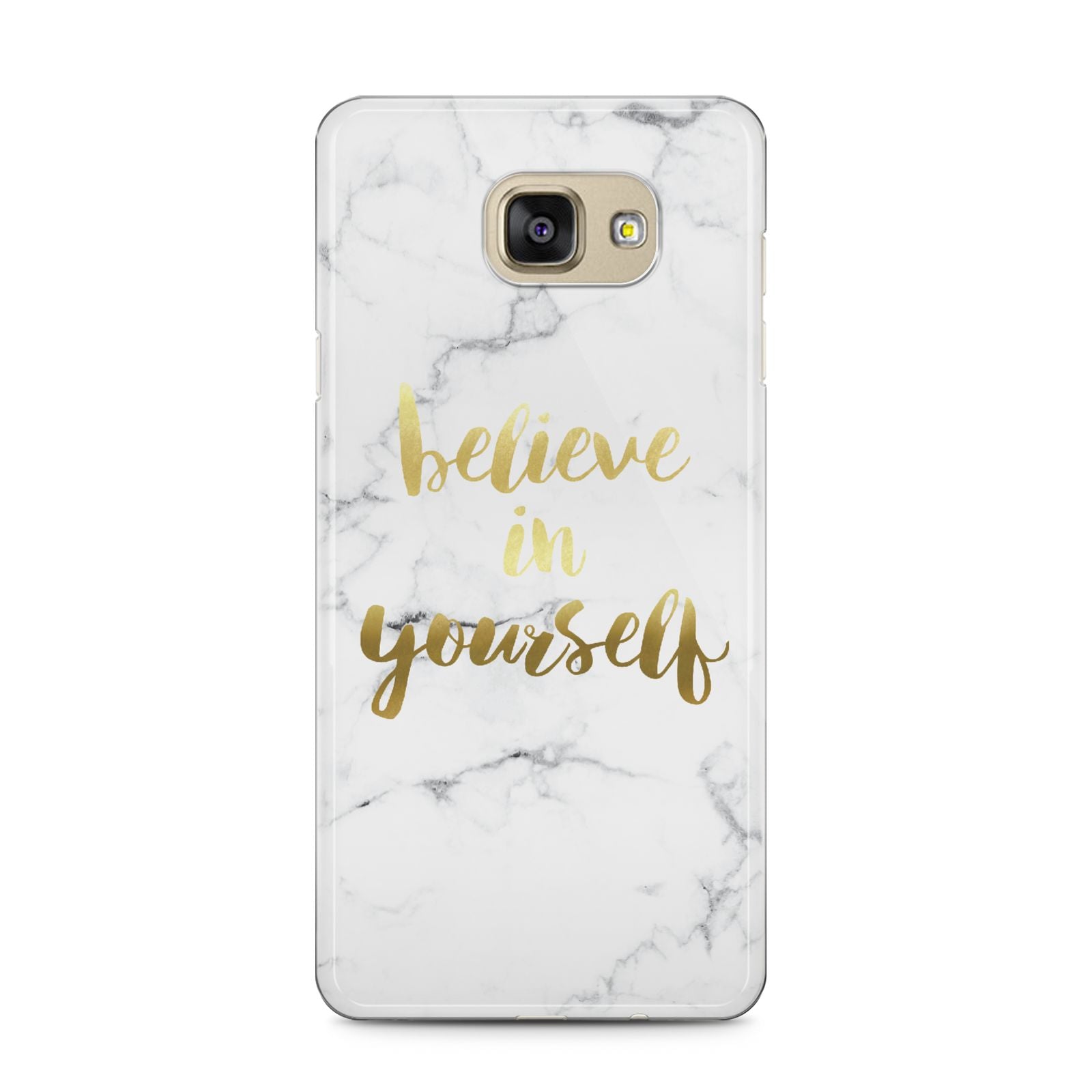 Believe In Yourself Gold Marble Samsung Galaxy A5 2016 Case on gold phone