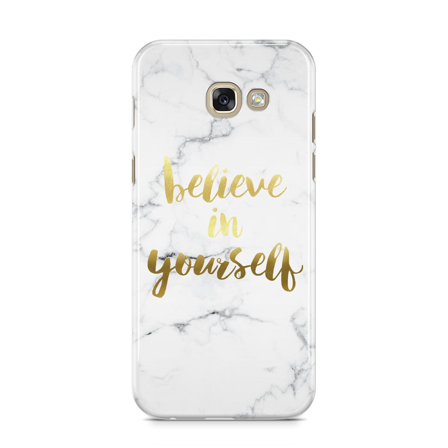 Believe In Yourself Gold Marble Samsung Galaxy A5 2017 Case on gold phone