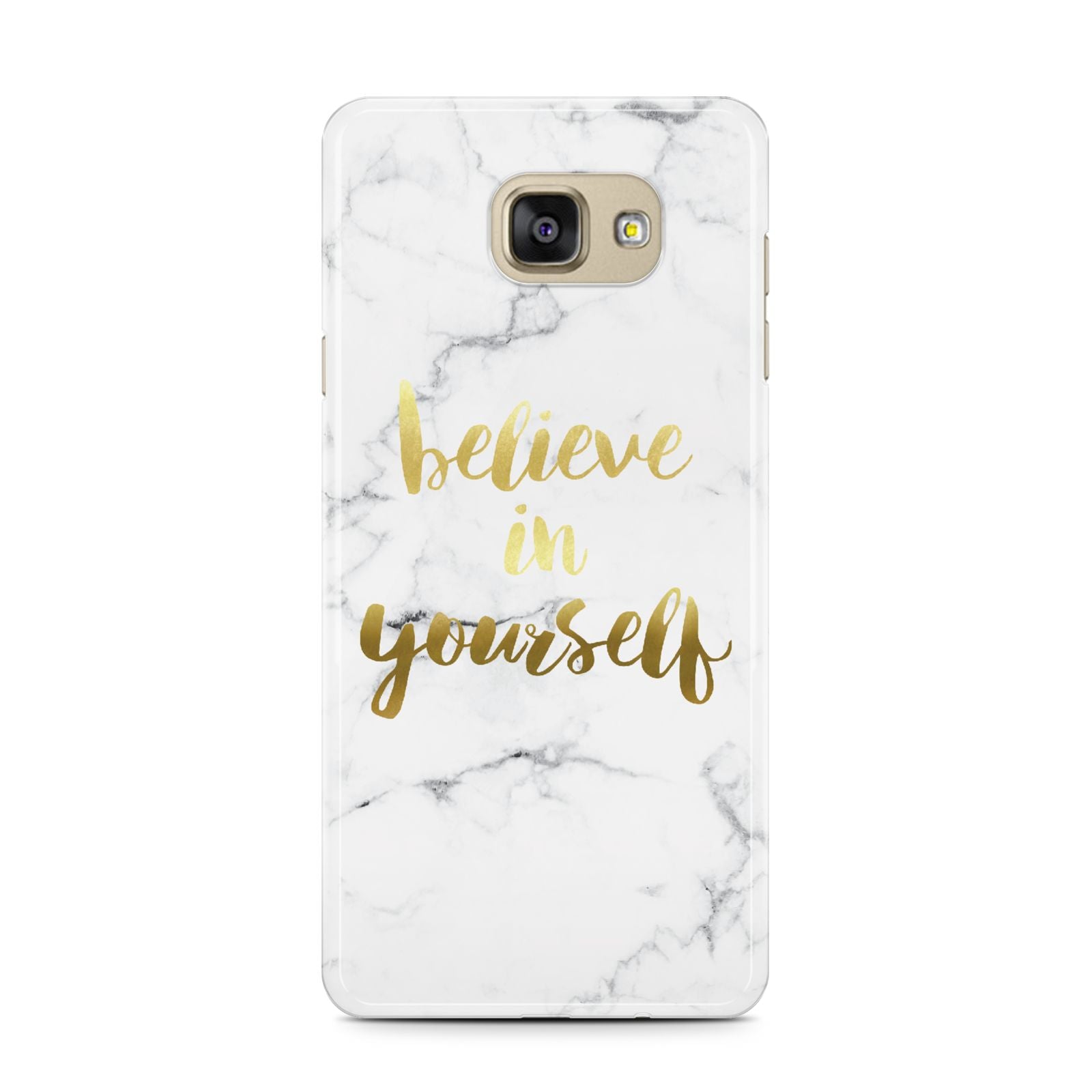 Believe In Yourself Gold Marble Samsung Galaxy A7 2016 Case on gold phone