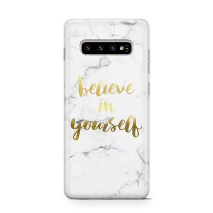 Believe In Yourself Gold Marble Samsung Galaxy S10 Case