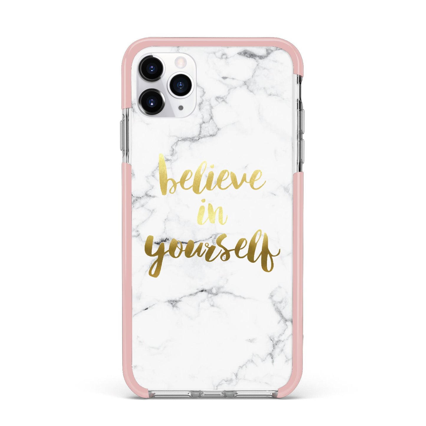 Believe In Yourself Gold Marble iPhone 11 Pro Max Impact Pink Edge Case
