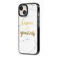 Believe In Yourself Gold Marble iPhone 13 Black Impact Case Side Angle on Silver phone