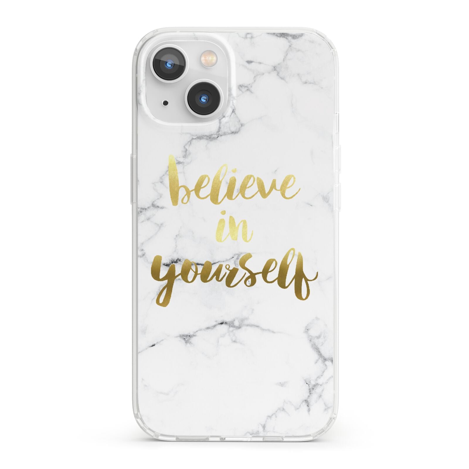 Believe In Yourself Gold Marble iPhone 13 Clear Bumper Case