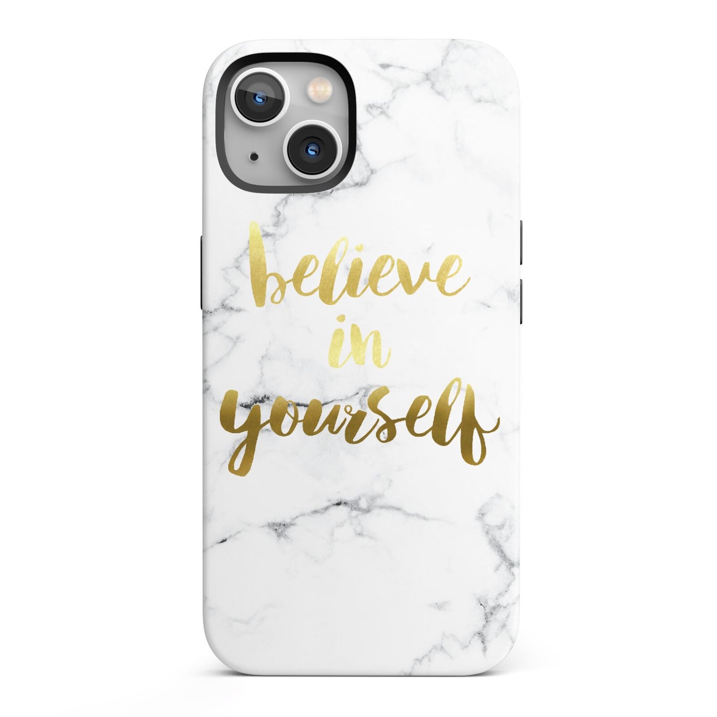 Believe In Yourself Gold Marble iPhone 13 Full Wrap 3D Tough Case