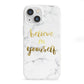 Believe In Yourself Gold Marble iPhone 13 Mini Clear Bumper Case
