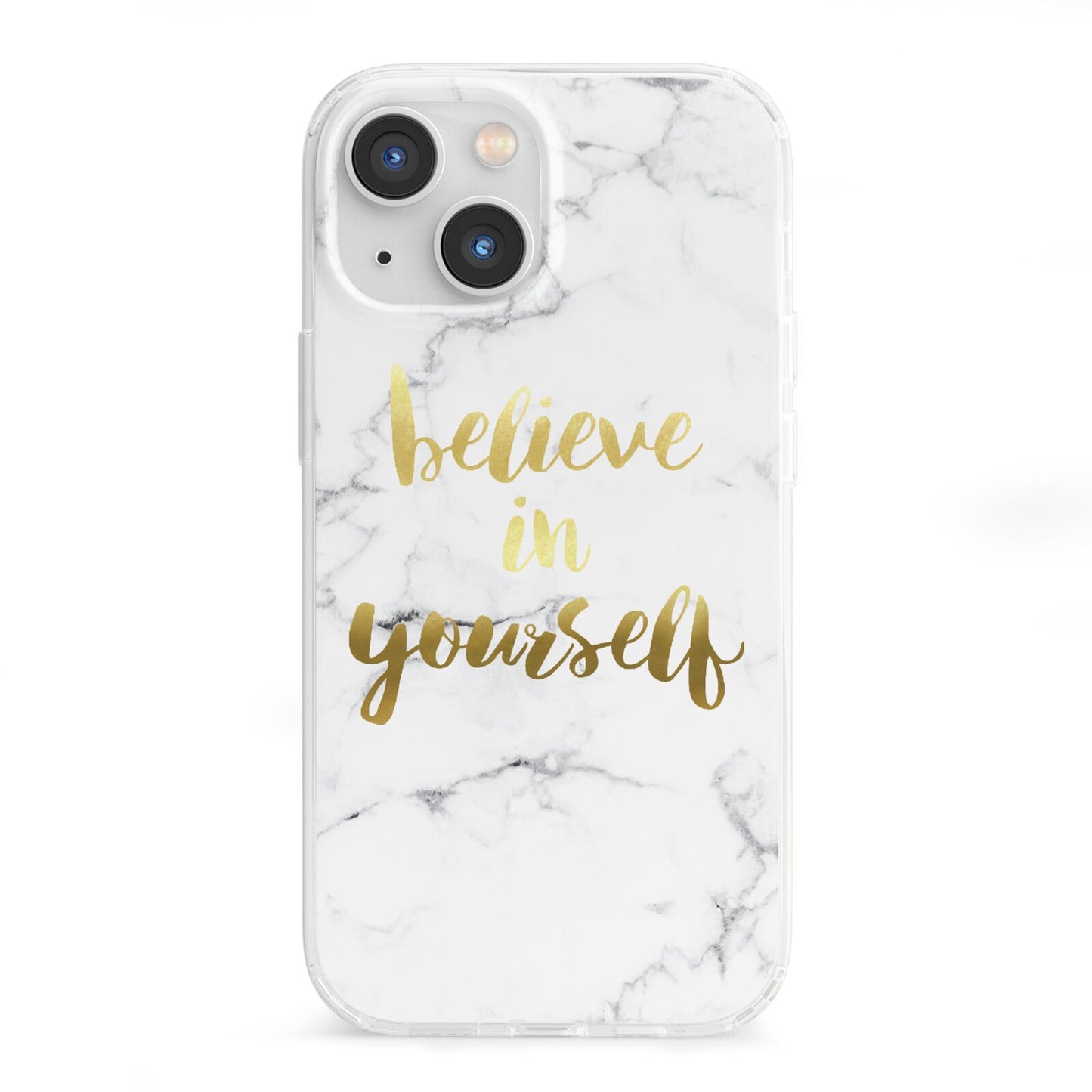 Believe In Yourself Gold Marble iPhone 13 Mini Clear Bumper Case